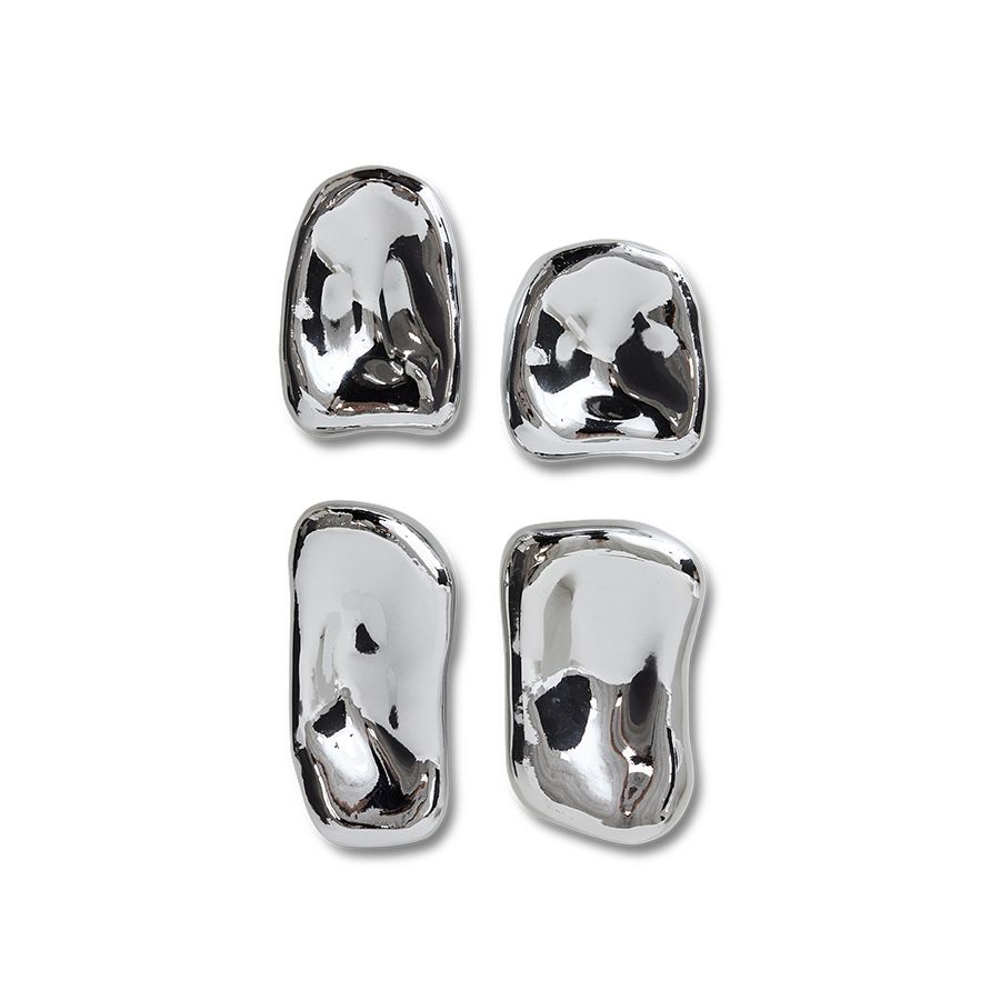PRE ORDER - HKLIVING - Glass sculpture chrome - set van 4