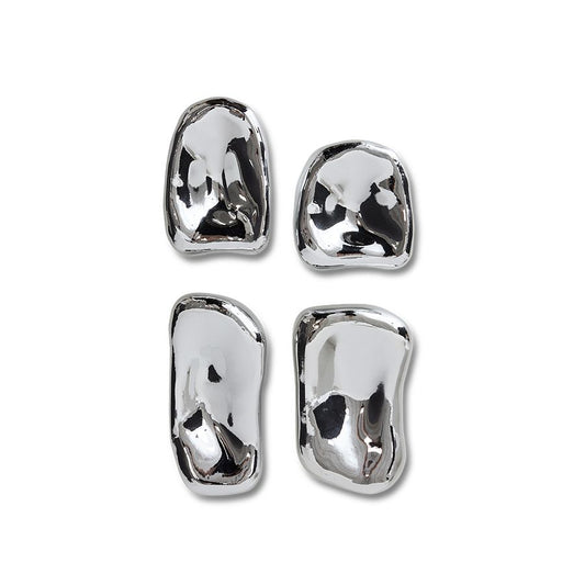PRE ORDER - HKLIVING - Glass sculpture chrome - set van 4