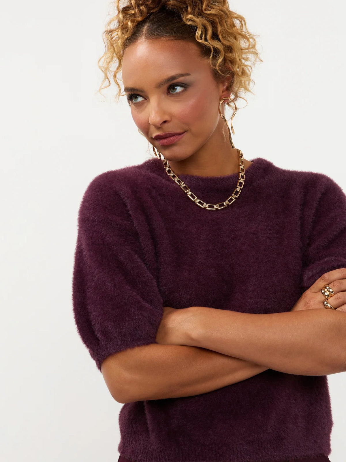 Ydence | Knitted Top Mary | Aubergine