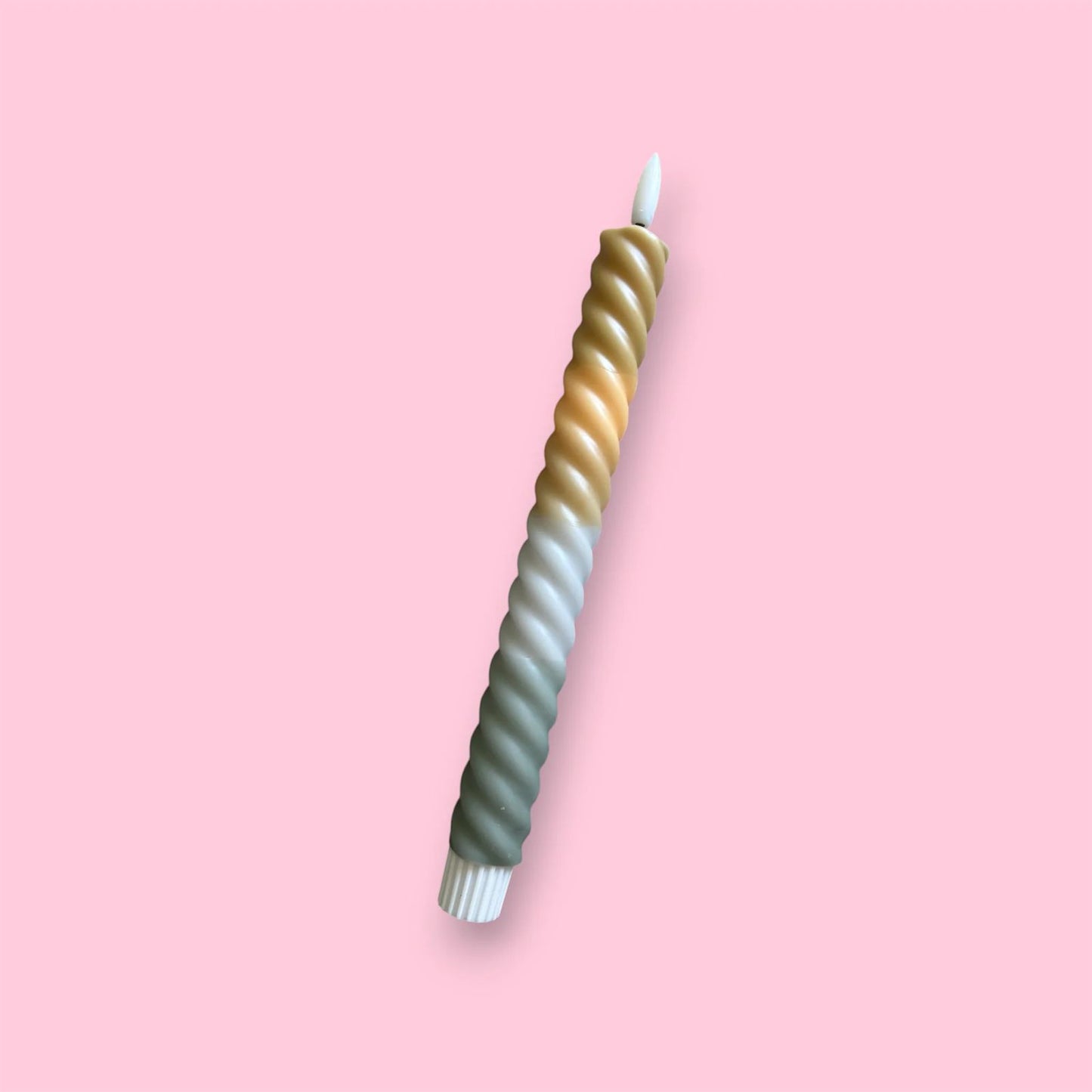 Led kaars swirl - Groen/beige/terra