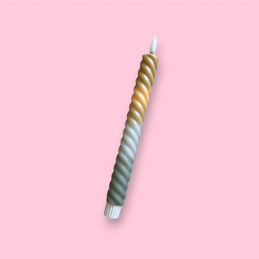 Led kaars swirl - Groen/beige/terra
