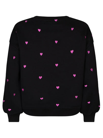 Ydence | Sweater Hearts | Black/fuchsia purple