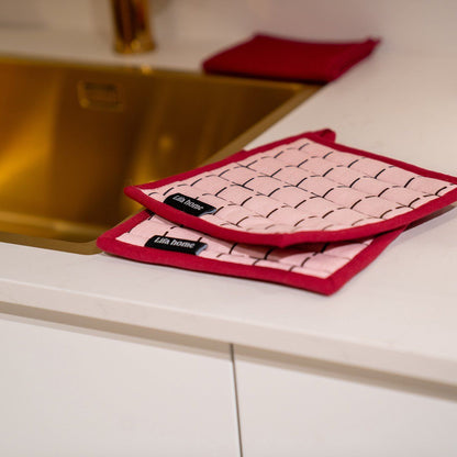 Lifa Home - Pannenlappen set van 2 - Vivid Pink Burgundy