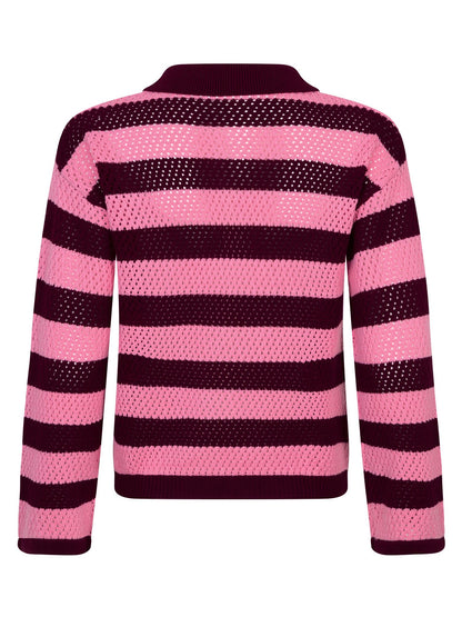 Ydence | Knitted top Agnes | Burgundy/coral pink