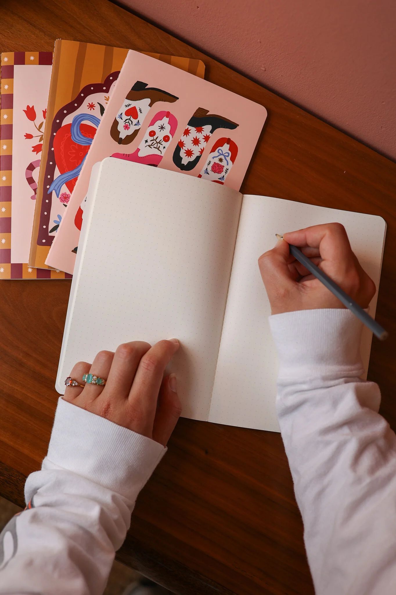 All The Luck In The World - Soft Cover Notebook Dots hand with flower