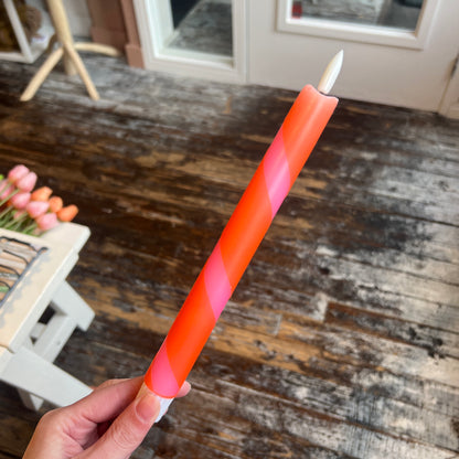 Led Kaars - Swirl Hardroze/oranje