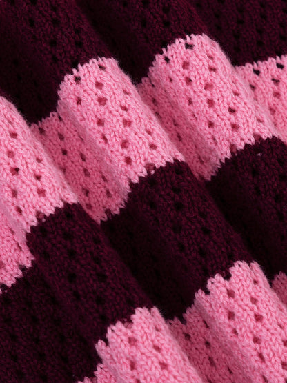 Ydence | Knitted top Agnes | Burgundy/coral pink