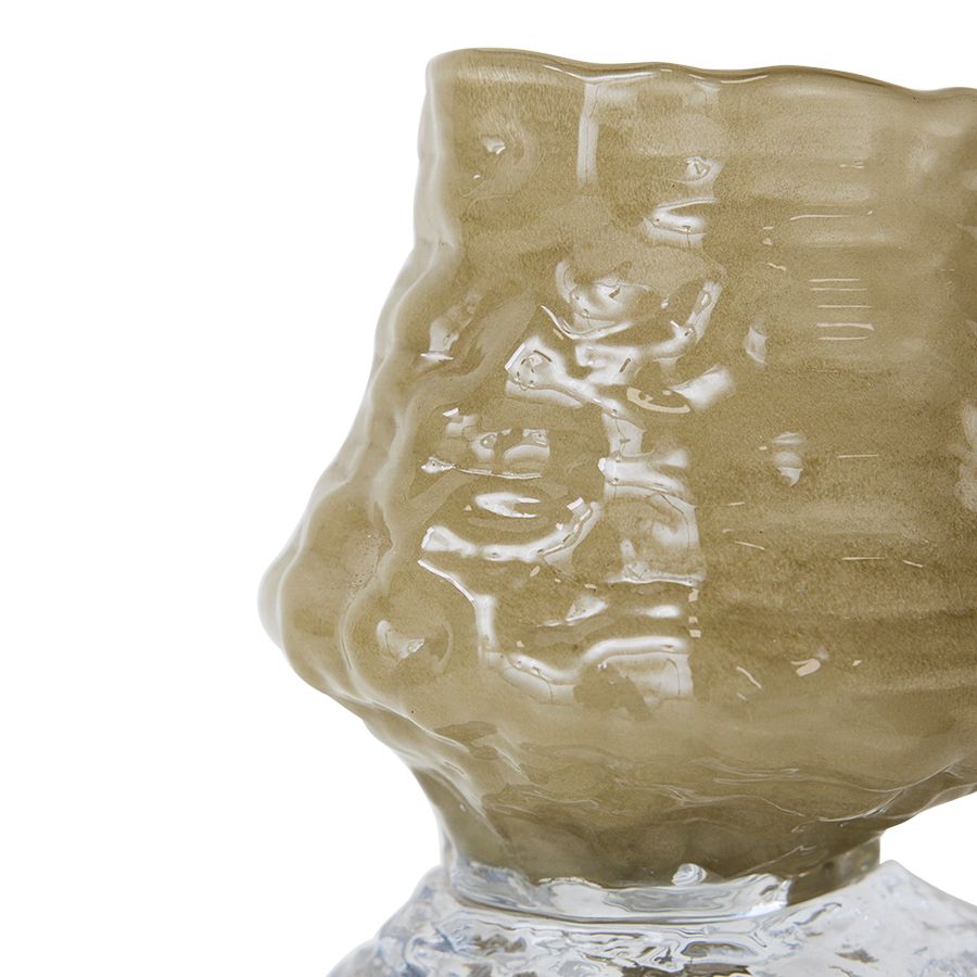 HKLIVING - Brut textured glass vase - Sage