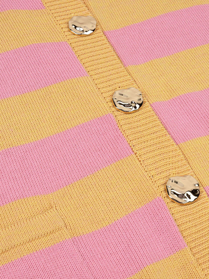 Ydence | Knitted Top Judith | Yellow/pink