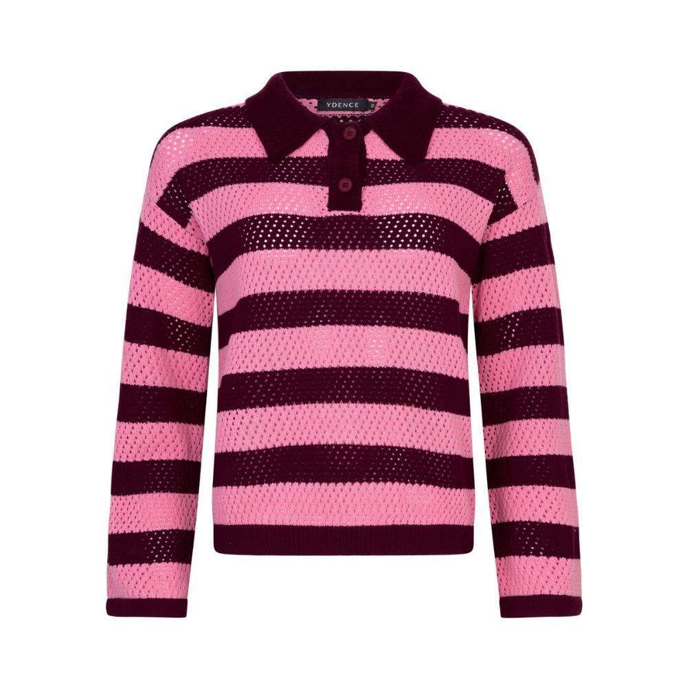 Ydence | Knitted top Agnes | Burgundy/coral pink