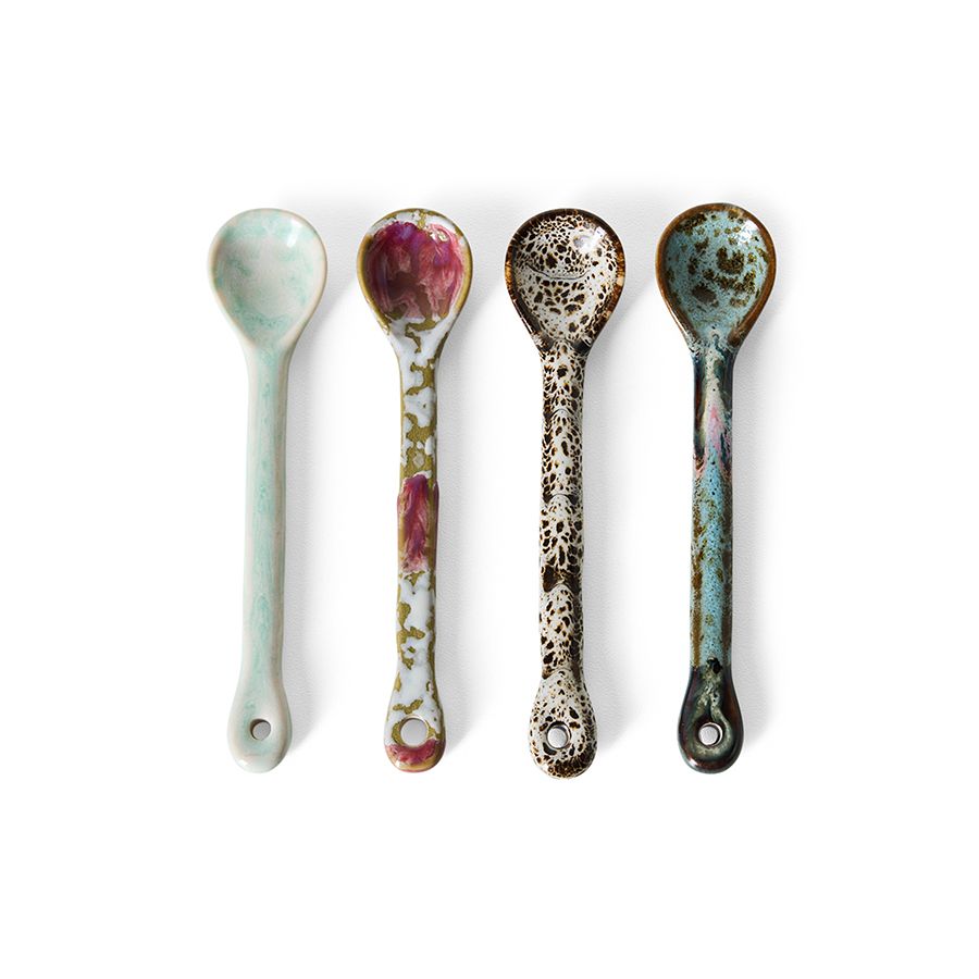 PRE-ORDER - HKLIVING - 70s ceramics: Lepels set van 4 - Marine