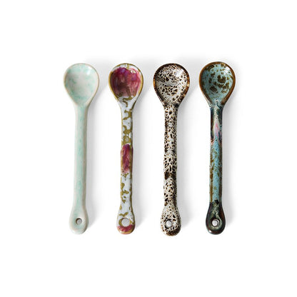 PRE-ORDER - HKLIVING - 70s ceramics: Lepels set van 4 - Marine