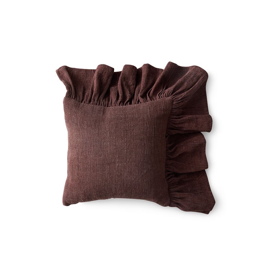 PRE ORDER - HKLIVING - Ruffle sierkussen - Chestnut