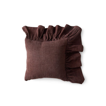 PRE ORDER - HKLIVING - Ruffle sierkussen - Chestnut