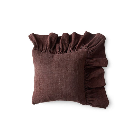 PRE ORDER - HKLIVING - Ruffle sierkussen - Chestnut