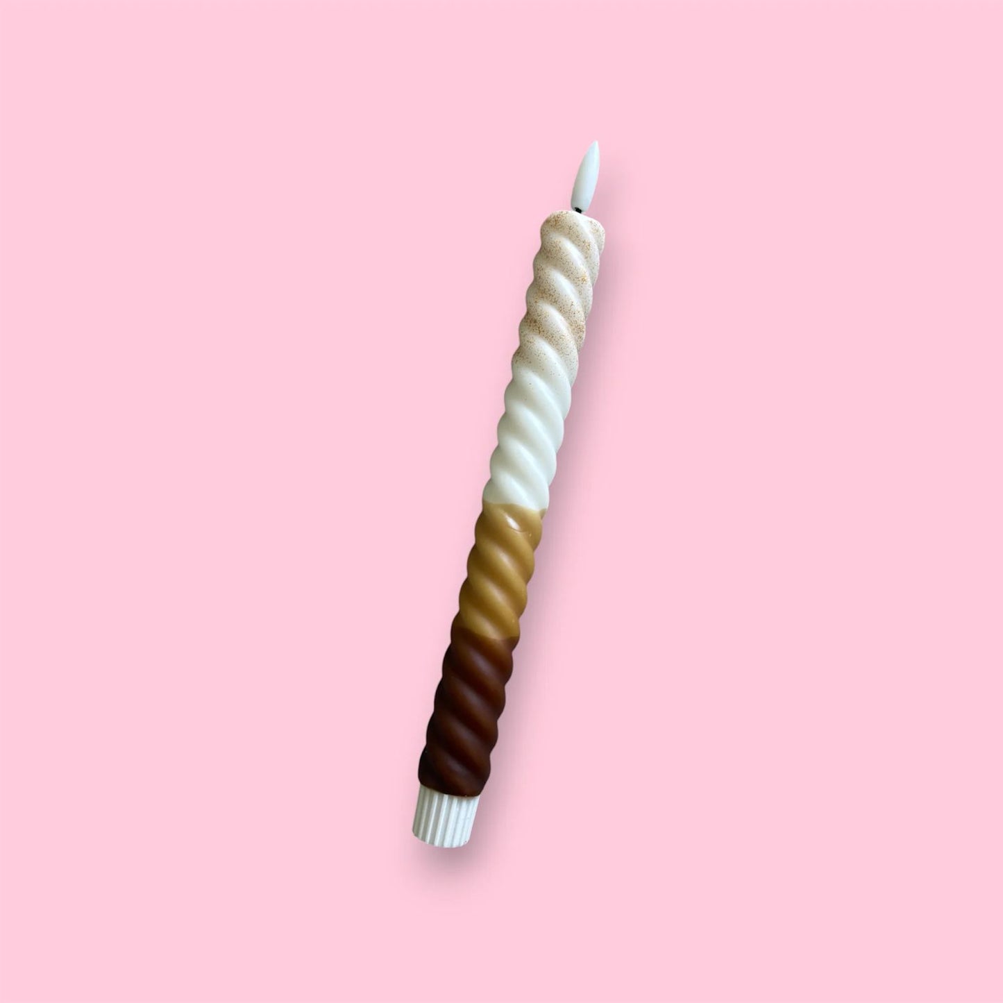 Led kaars swirl - Bruin/beige/glitter