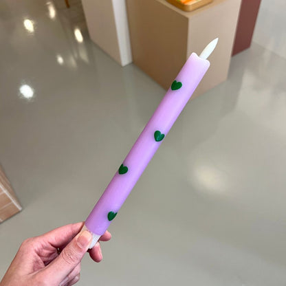 Led kaars - Hartjes lila/groen