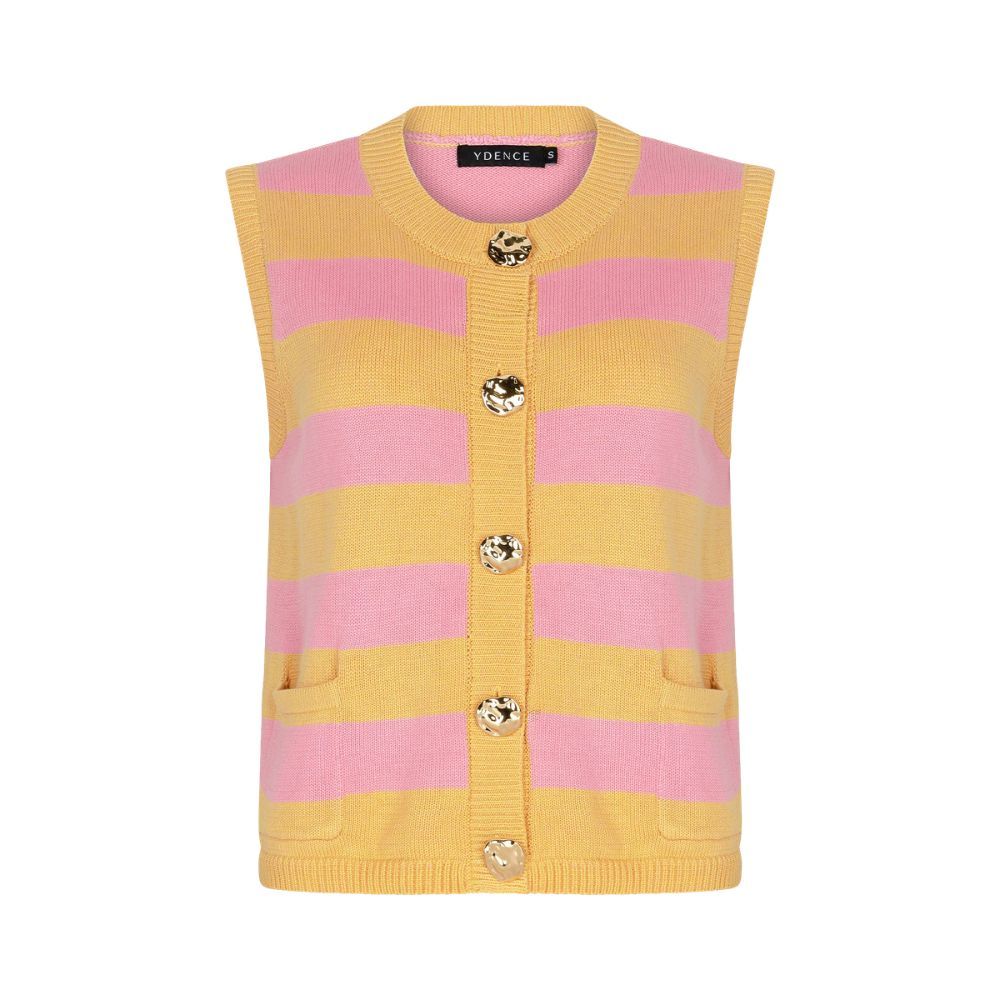 Ydence | Knitted Top Judith | Yellow/pink