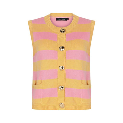 Ydence | Knitted Top Judith | Yellow/pink