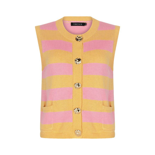 Ydence | Knitted Top Judith | Yellow/pink