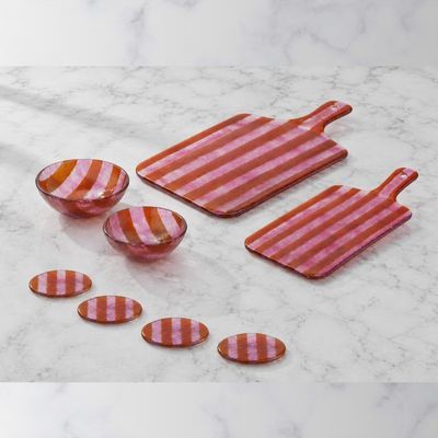 Borrelplank glas S - Roze/Oranje