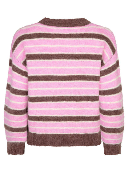 Ydence | Knitted sweater Aria | Mocha/pink