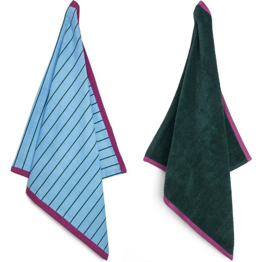 Lifa Home - Theedoek en Handdoek Set - Vivid Blue Green