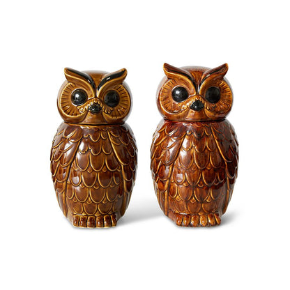 HKLIVING - Ceramic owl jar - Roasted