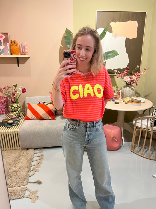 T-shirt Ciao - Fuchsia/oranje