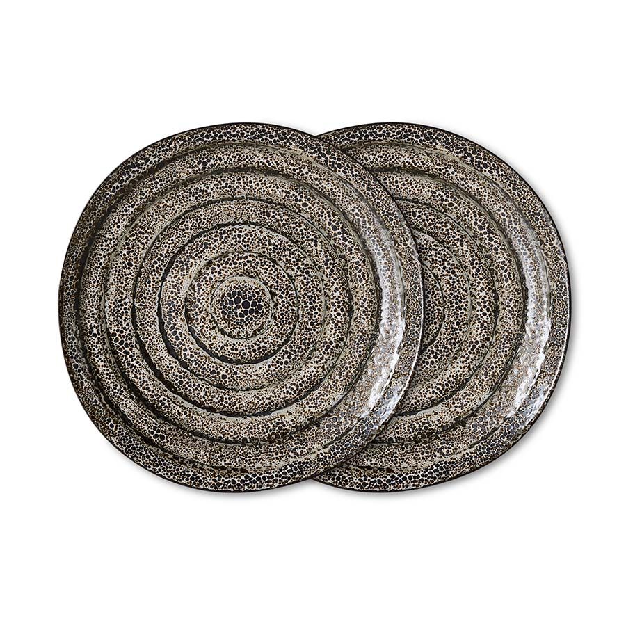 PRE-ORDER - HKLIVING - 70s ceramics: Side plates set van 2 - Brew