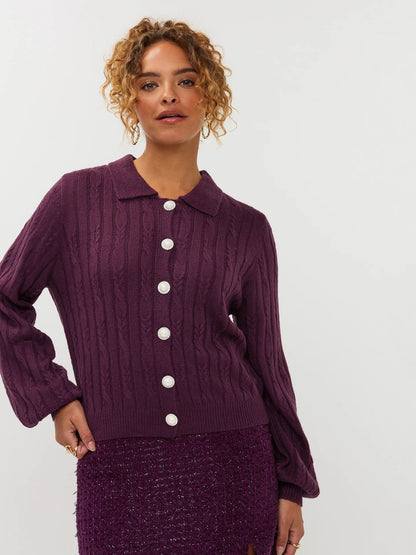 Ydence | Knitted top Colette | Pink purple