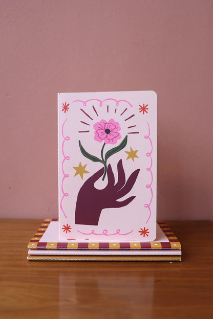 All The Luck In The World - Soft Cover Notebook Dots hand with flower