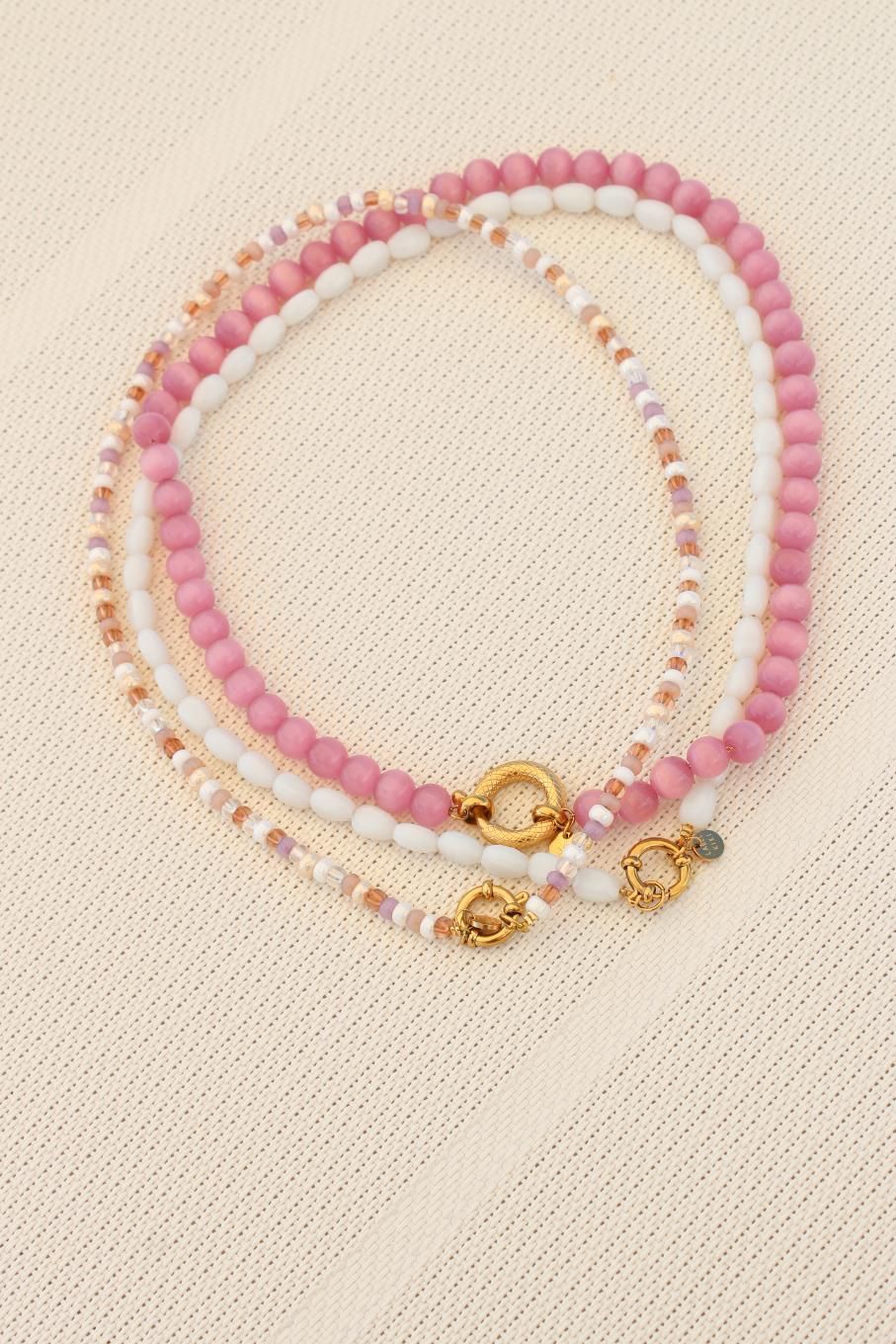 Label Kiki - Pink snake necklace gold