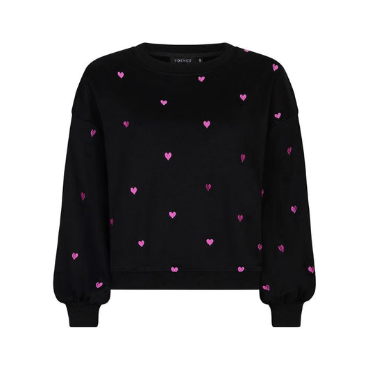 Ydence | Sweater Hearts | Black/fuchsia purple