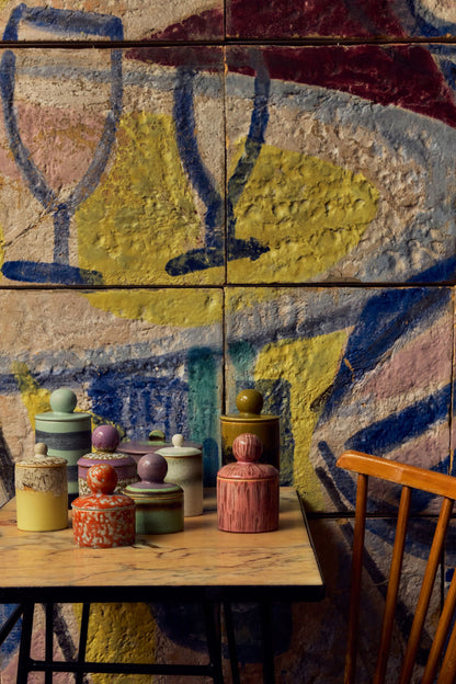 PRE-ODRER HKLIVING - 70s ceramics: Storage jar small - Rhubarb