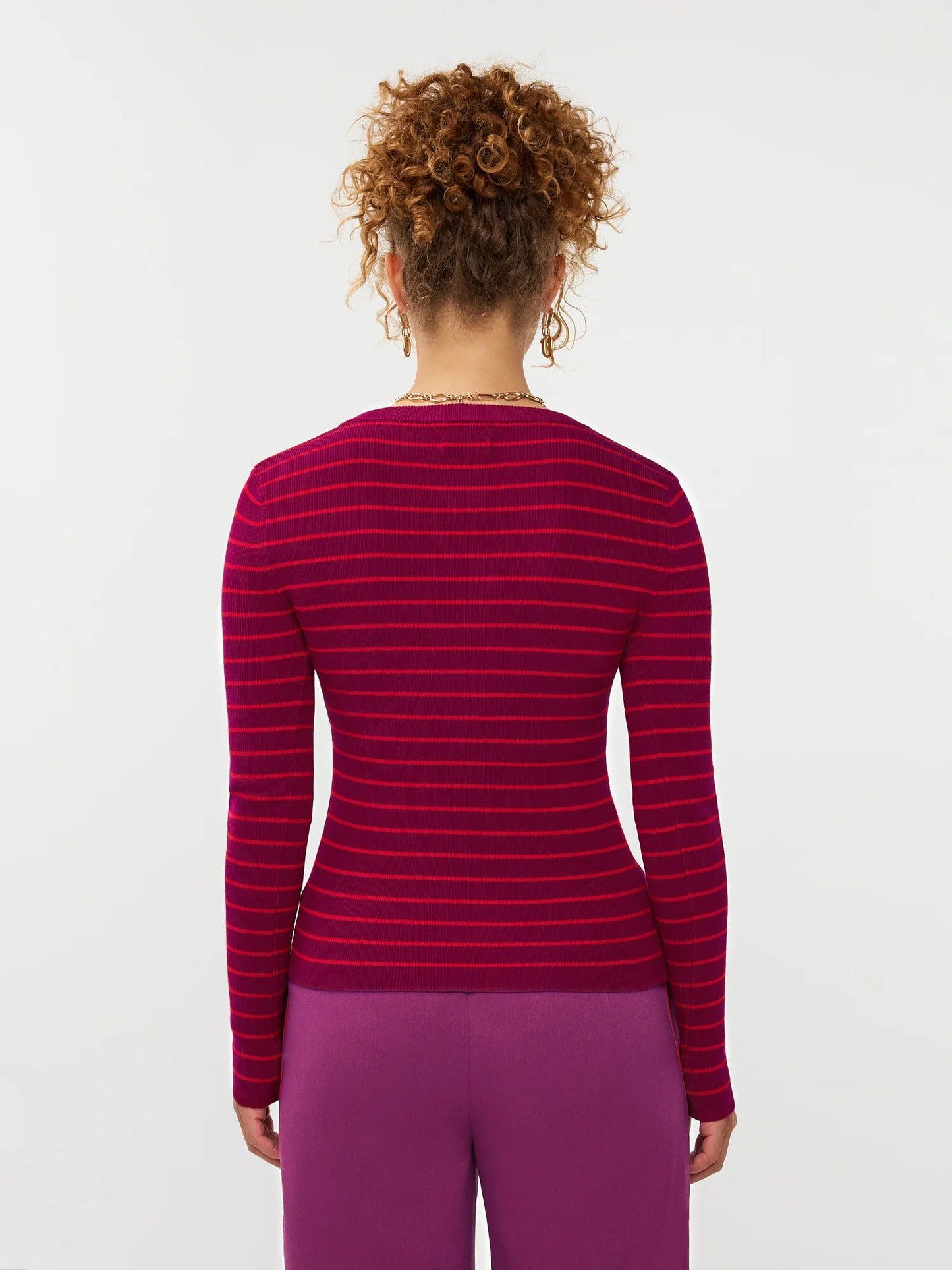 Ydence | Knitted Top Devina | Fuchsia purple/red