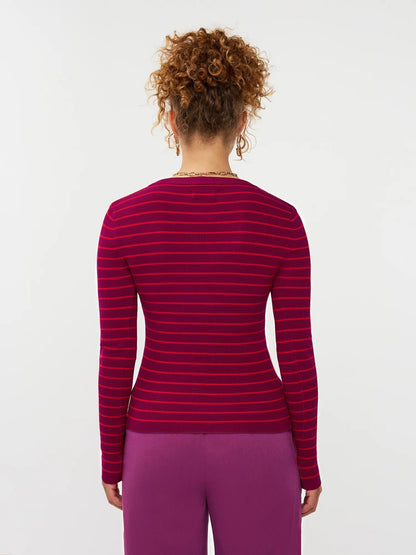 Ydence | Knitted Top Devina | Fuchsia purple/red