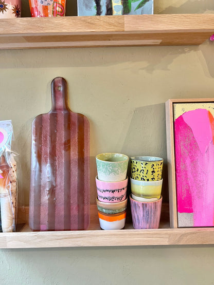 Borrelplank glas S - Roze/Oranje