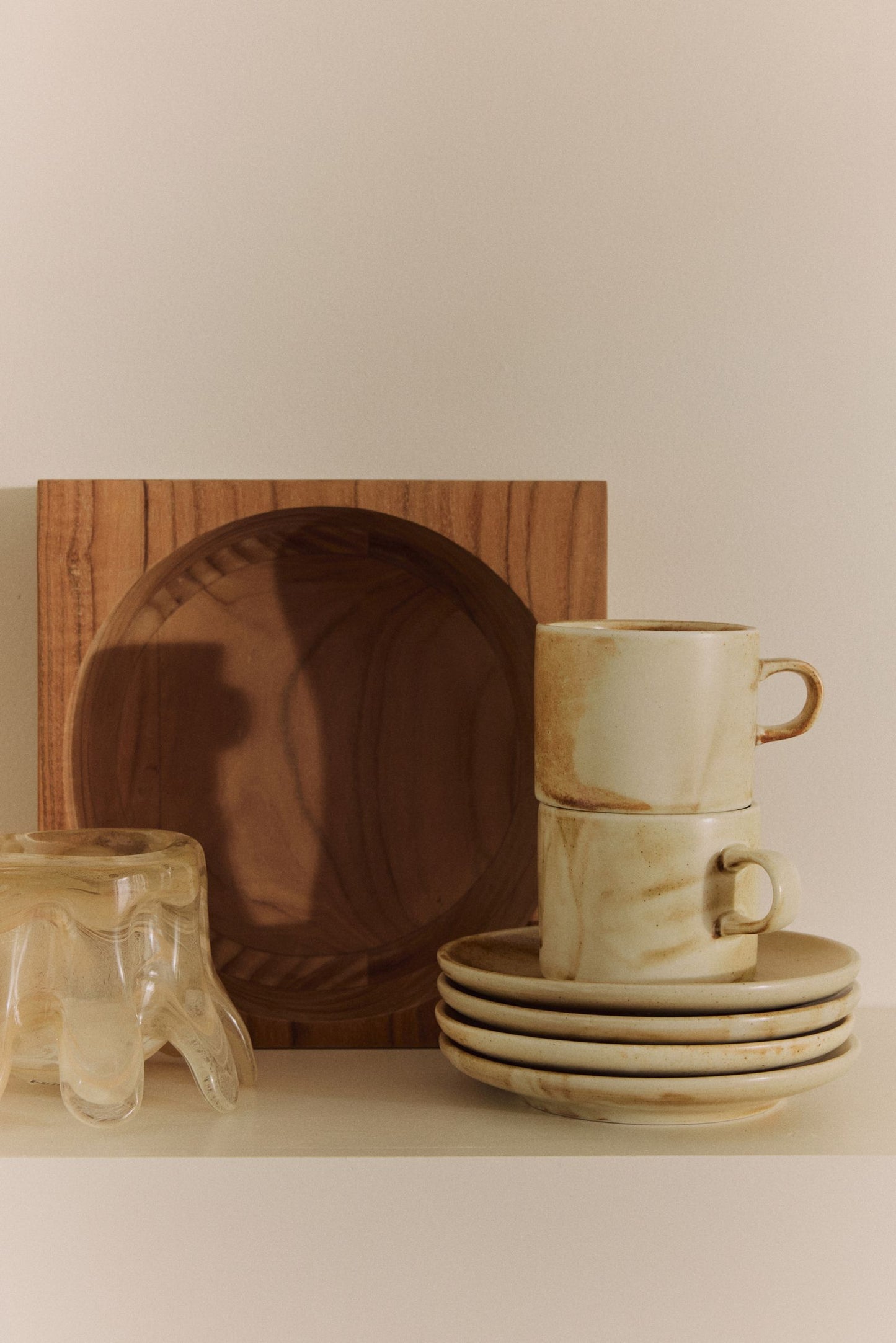 HKLIVING - Candle holder low - Cream