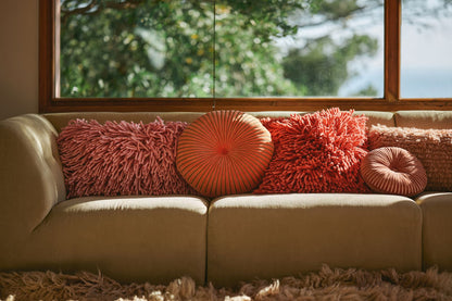 HKLIVING - Round ripple cushion burgundy