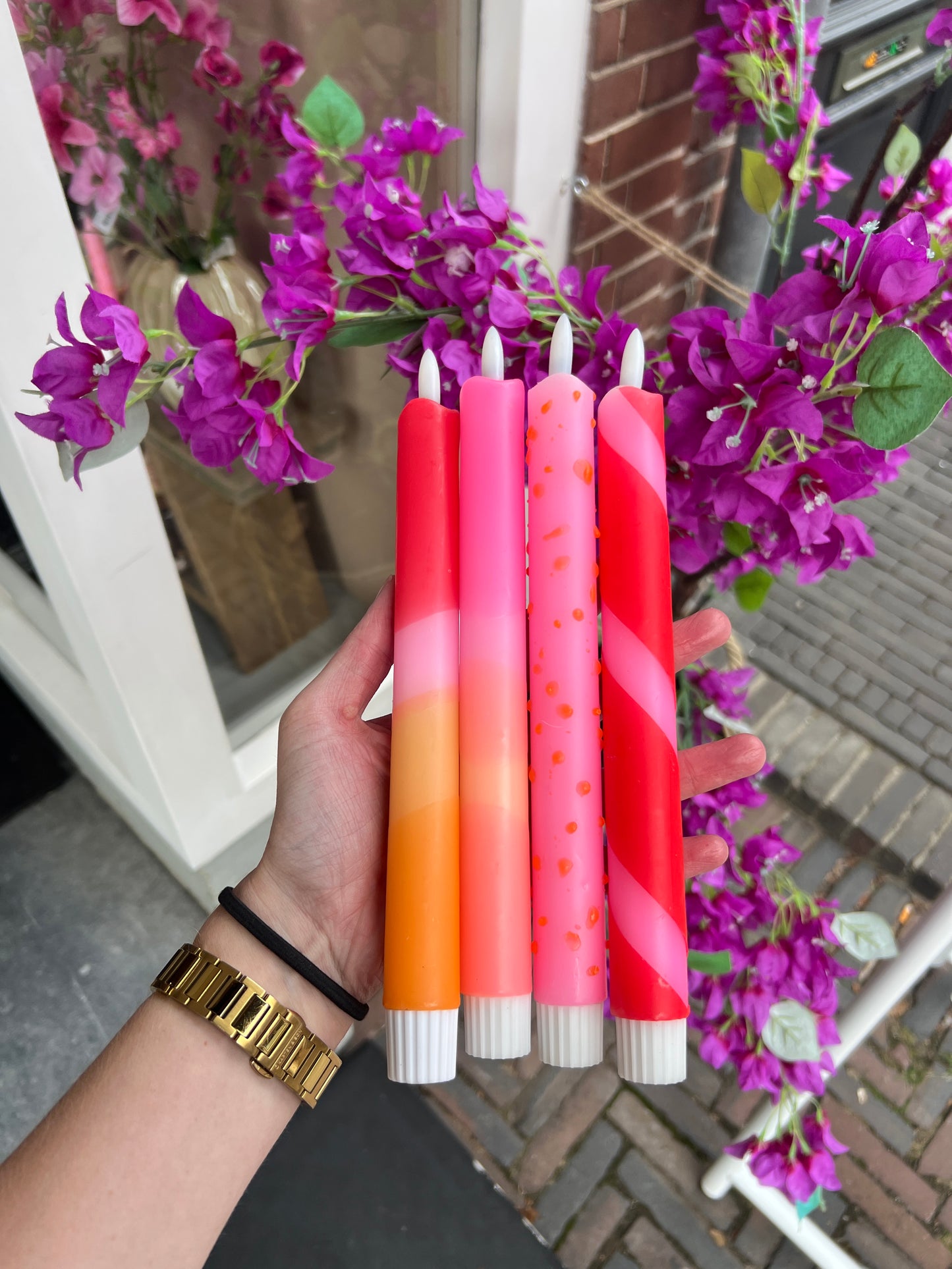 Led Kaars - Swirl Roze/Magenta