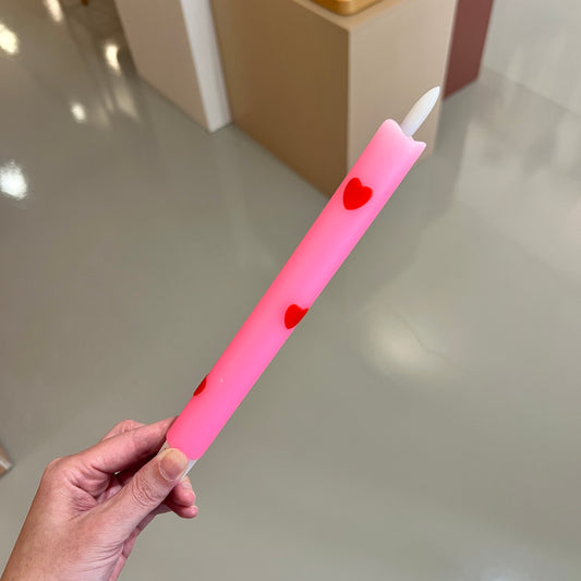 Led kaars - Hartjes roze/rood