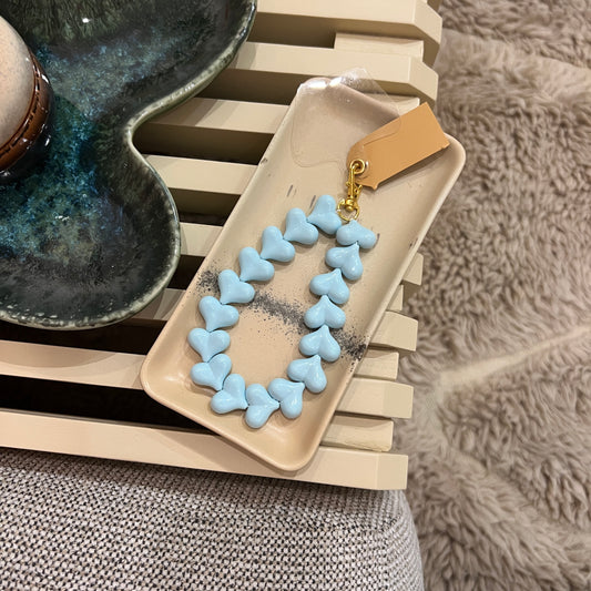 Telefoonkoord Hartjes - Lichtblauw