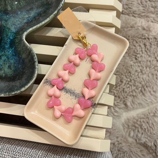 Telefoonkoord Hartjes - Lichtroze/roze