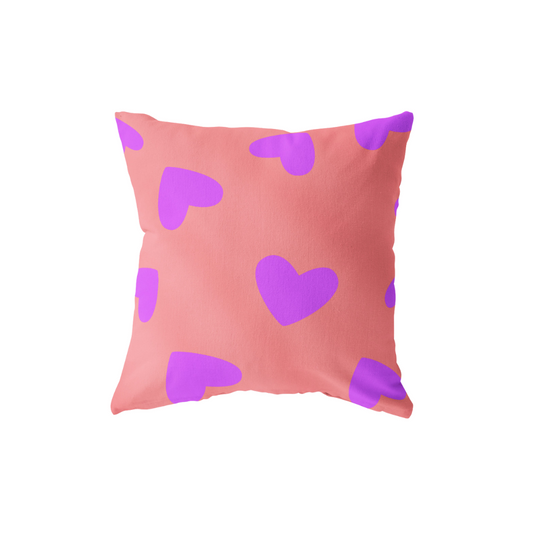 Buitenkussen - Hartjes Zalm/Paars
