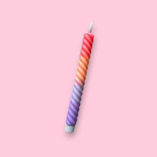 Led kaars swirl - Lila/Oranje