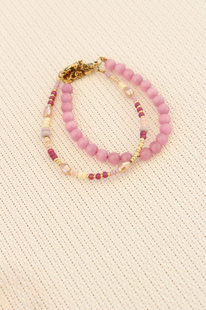 Label Kiki - Pink snake bracelet gold