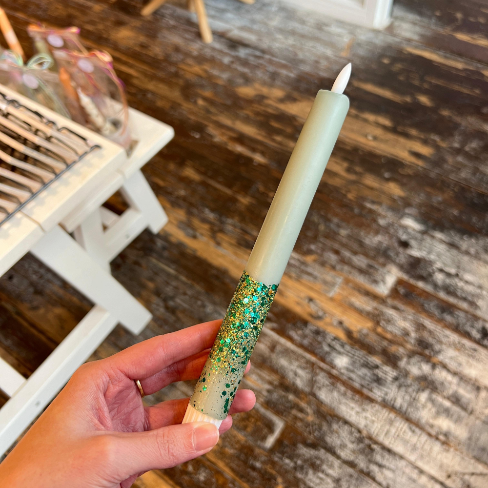 Led Kaars - Glitter Groen