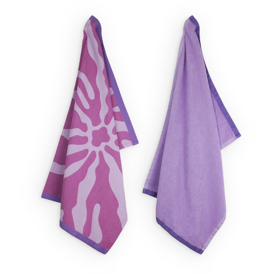 Lifa Home - Theedoek en Handdoek set - Vivid Violet