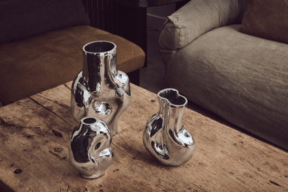 HKLIVING - Gleam Glazen Vaas - Chrome Medium